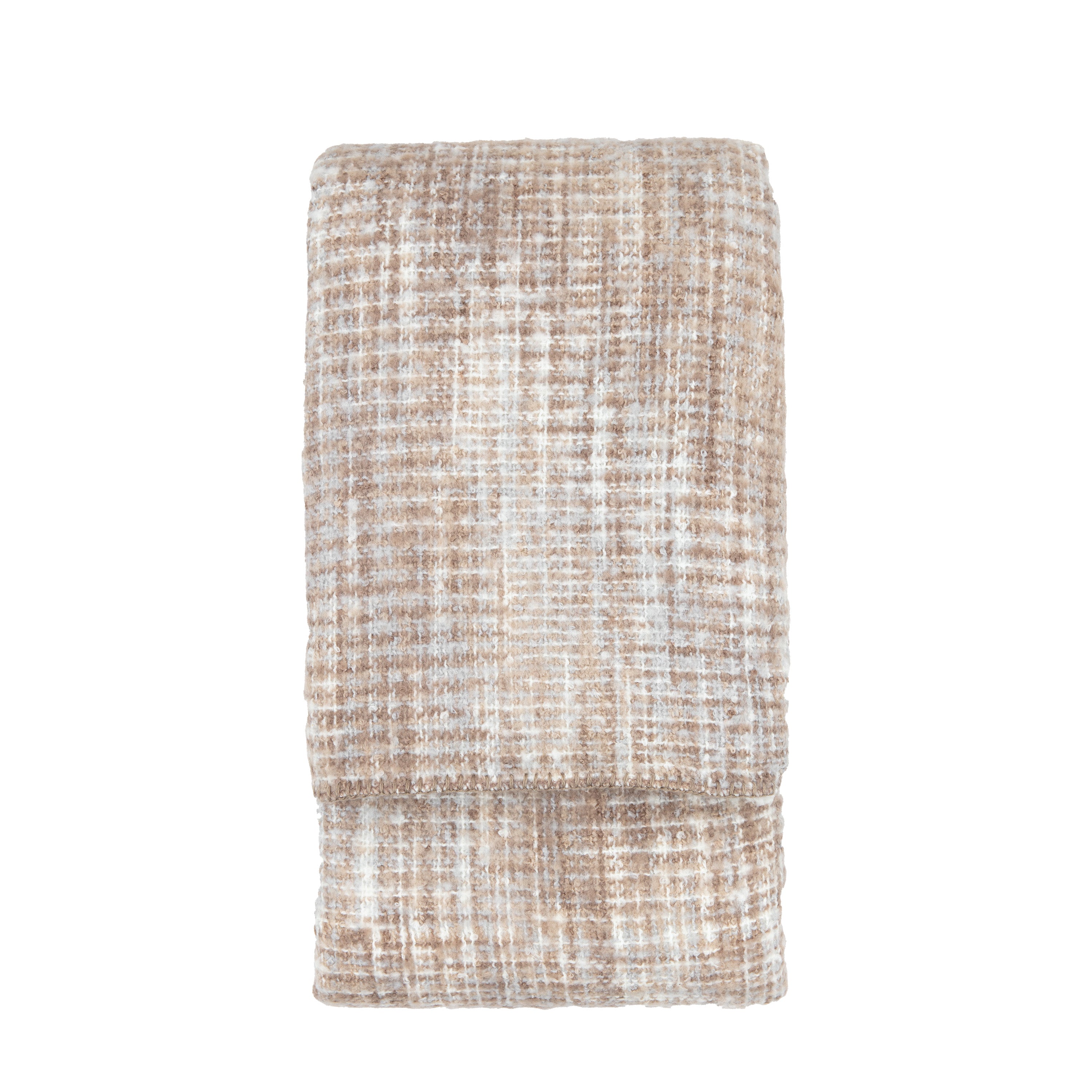 Woven Natural Faux Mohair Sherpa Throw